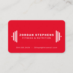 Modern fitness trainer coach red business card