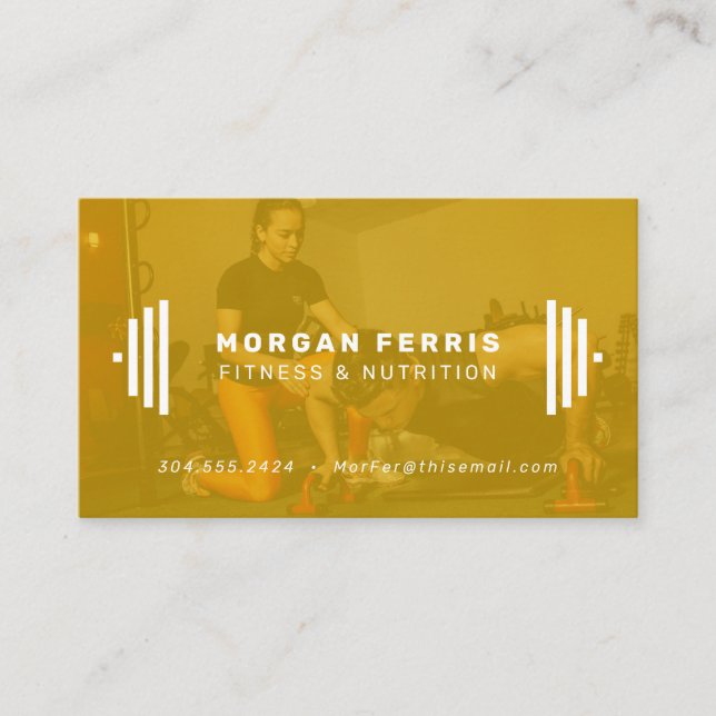 Modern fitness trainer photo business card (Front)