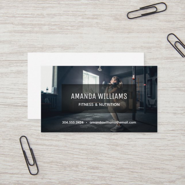 Modern fitness trainer photo business card (Front/Back In Situ)