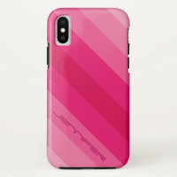 Modern Five Pink Diagonal Stripe Personalised Name