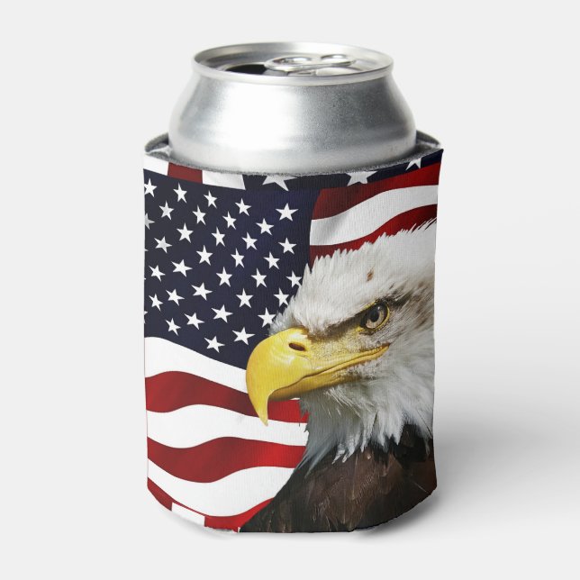 Modern Flag of America 4th of July BBQ Party Can Cooler (Can Front)