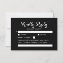 Modern Flair Script Minimalist Black Wedding