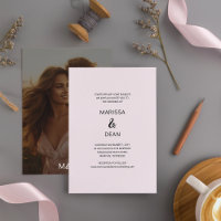Modern Flair Script Minimalist White Photo Wedding