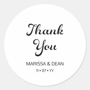Modern Flair Script Minimalist White Wedding Classic Round Sticker