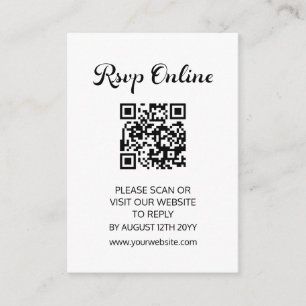Modern Flair Script Minimalist White Wedding RSVP Enclosure Card