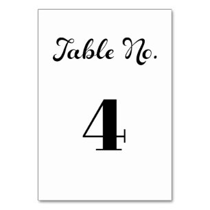 Modern Flair Script Minimalist White Wedding Table Number
