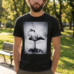 Modern Flamingo Black and White Watercolor Art T-Shirt