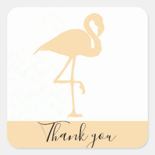 Modern Flamingo, Thank You Square Sticker