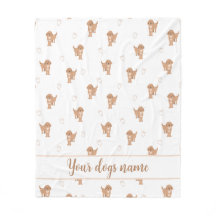 Modern Flat Design Cockapoo & Hearts Pattern
