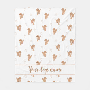 Modern Flat Design Cockapoo & Hearts Pattern Fleece Blanket