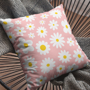 Modern Flat Graphic Daisy Pink Cushion