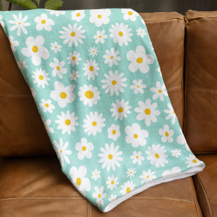 Modern Flat Graphic Daisy Robin's Egg Blue Fleece Blanket