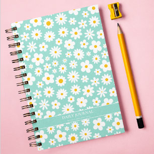Modern Flat Graphic Daisy Robin's Egg Blue  Notebook