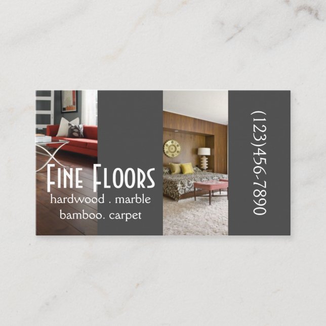 Modern Flooring Hardwood Marble Construction Business Card (Front)