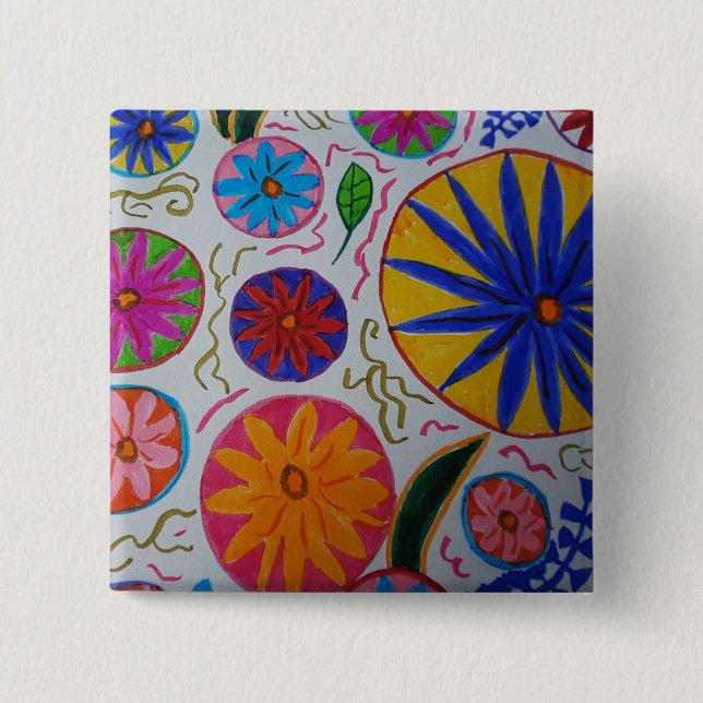 Modern Floral  15 Cm Square Badge (Front)