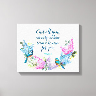 Modern Floral 1 Peter 5:7 Faux Canvas Print