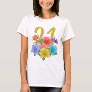 Modern Floral 21 Primaveras Birthday  T-Shirt