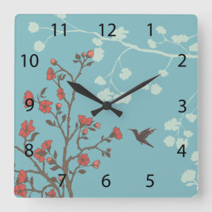 Modern Floral 2 Wedding Square Wall Clock