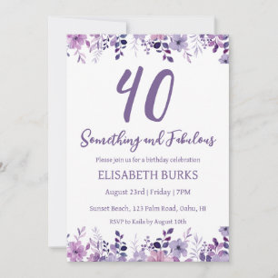 modern floral 40th birthday invitations