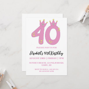 modern floral 40th birthday invitations