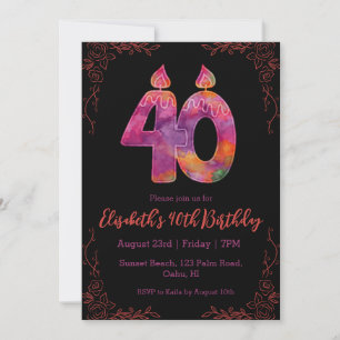 modern floral 40th birthday invitations