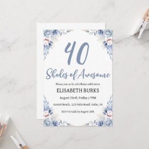 modern floral 40th birthday invitations