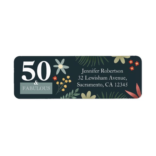 Modern Floral 50 and Fabulous Birthday Return (Front)