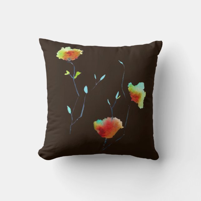 Modern Floral Abstract art flower watercolor Cushion (Front)