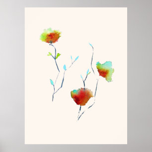 Modern Floral Abstract art flower watercolor Poster