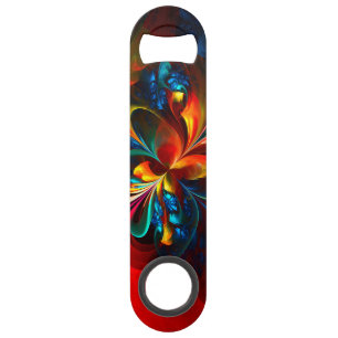 Modern Floral Abstract Art Orange Blue Pattern #14