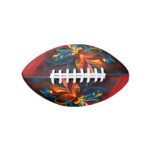 Modern Floral Abstract Art Orange Blue Pattern #14 American Football