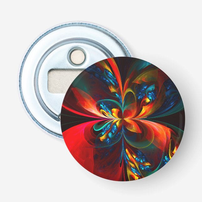 Modern Floral Abstract Art Orange Blue Pattern #14 Bottle Opener (Front)