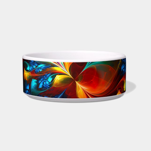 Modern Floral Abstract Art Orange Blue Pattern #14 Bowl (Front)