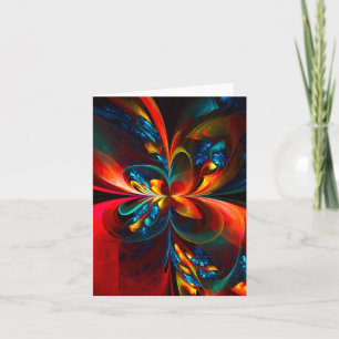 Modern Floral Abstract Art Orange Blue Pattern #14 Card