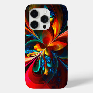 Modern Floral Abstract Art Orange Blue Pattern #14 iPhone 15 Pro Case