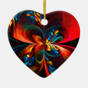 Modern Floral Abstract Art Orange Blue Pattern #14 Ceramic Tree Decoration
