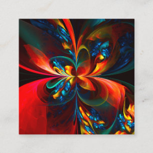 Modern Floral Abstract Art Orange Blue Pattern #14 Enclosure Card