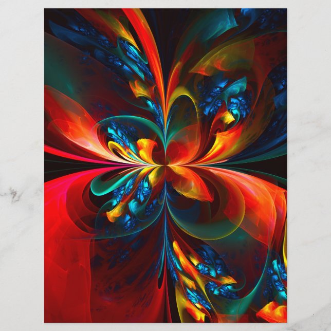 Modern Floral Abstract Art Orange Blue Pattern #14 Flyer (Front)