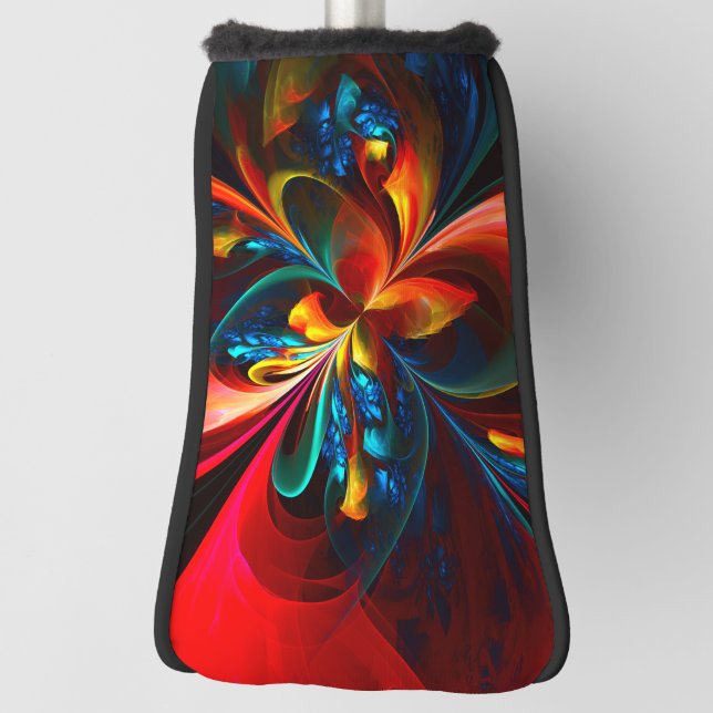 Modern Floral Abstract Art Orange Blue Pattern #14 Golf Head Cover (Rotate 90)