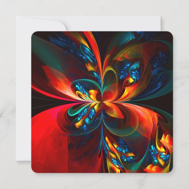 Modern Floral Abstract Art Orange Blue Pattern #14 Invitation (Front)