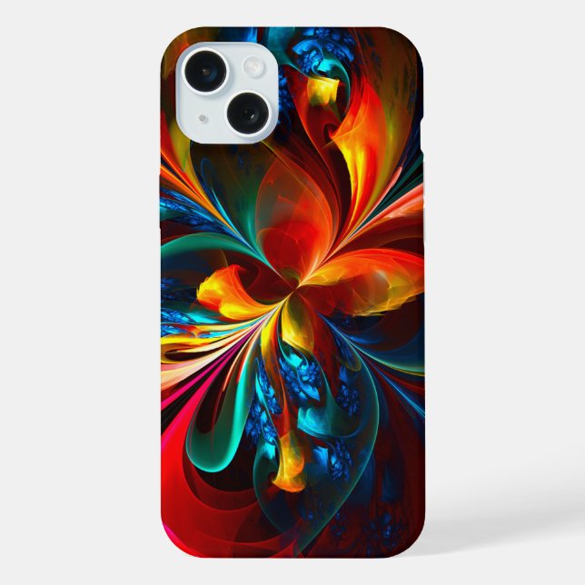Modern Floral Abstract Art Orange Blue Pattern #14 iPhone Case (Back)