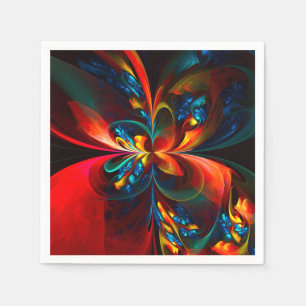 Modern Floral Abstract Art Orange Blue Pattern #14 Napkin