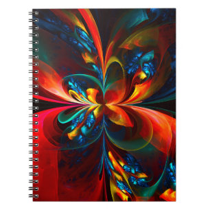 Modern Floral Abstract Art Orange Blue Pattern #14 Notebook