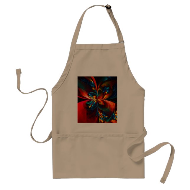 Modern Floral Abstract Art Orange Blue Pattern #14 Standard Apron (Front)