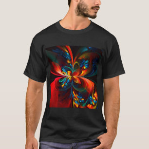 Modern Floral Abstract Art Orange Blue Pattern #14 T-Shirt