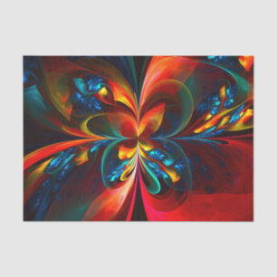 Modern Floral Abstract Art Orange Blue Pattern #14 Tissue Paper