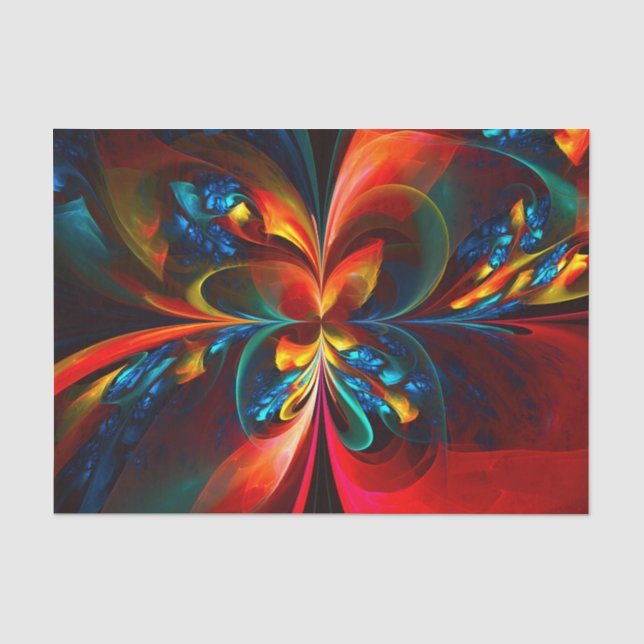 Modern Floral Abstract Art Orange Blue Pattern #14 Tissue Paper (Front)