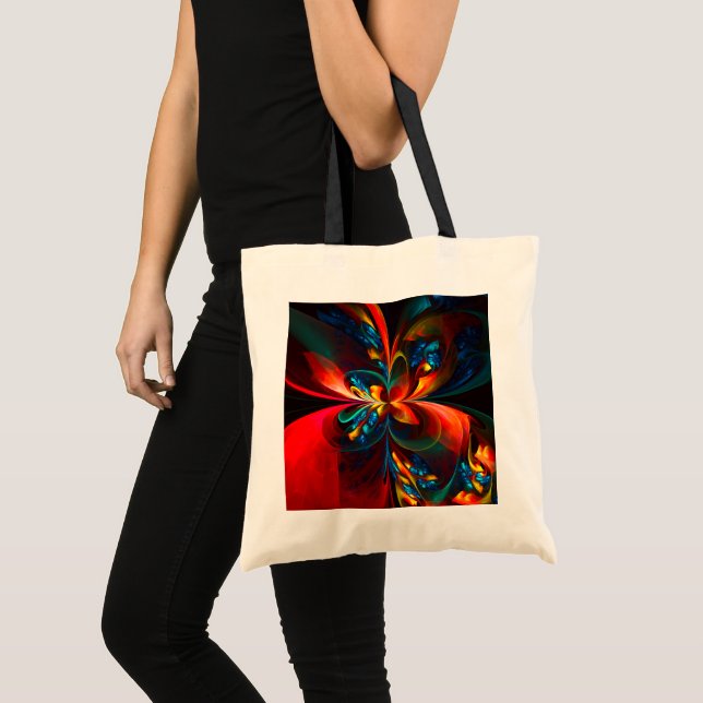 Modern Floral Abstract Art Orange Blue Pattern #14 Tote Bag (Front (Product))
