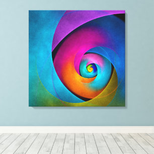 Modern Floral Abstract Art Pink Blue Pattern #17 Canvas Print