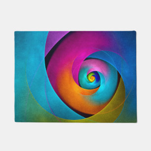 Modern Floral Abstract Art Pink Blue Pattern #17 Doormat
